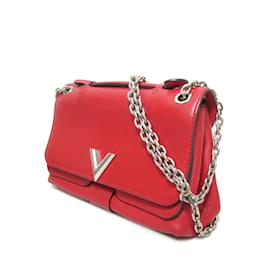 Louis Vuitton-Sac à main rouge Louis Vuitton Monogram Cuir Plume Ecume Very Chain-Rouge