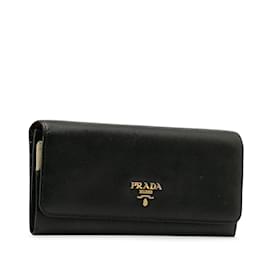 PRADA Símbolo Triángulo Logotipo Saffiano Cuero Teléfono Bolsa Cordón Bolso  Negro