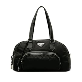 Prada-Black Prada Tessuto Bowler Bag-Black