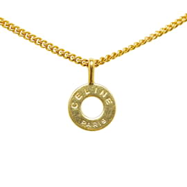 Céline-Gold Celine Round Pendant Necklace Costume Earrings-Golden