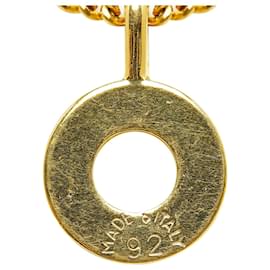 Céline-Gold Celine Round Pendant Necklace Costume Earrings-Golden