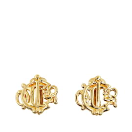 Dior-Gold Dior Gold Plated CD Clip On Earrings-Golden