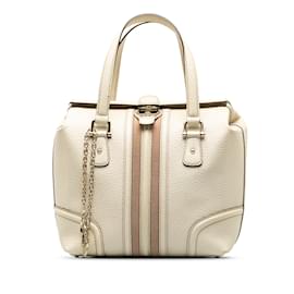 Gucci-White Gucci Leather Treasure Handbag-White