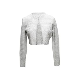Alaïa-Silver Alaia Cropped Cardigan Size FR 42-Silvery
