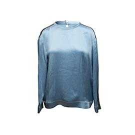 Brunello Cucinelli-Hellblaue Bluse mit Monili-Besatz von Brunello Cucinelli, Größe US M-Blau