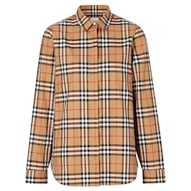 Burberry-Camisa oversized de algodão xadrez vintage BURBERRY-Bege