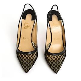 Christian Louboutin-Christian Louboutin Pumps Sling Black Net Kate EU39-Noir