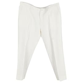 Dolce & Gabbana-Pantaloni Slim Dolce & Gabbana in Lino Bianco-Bianco