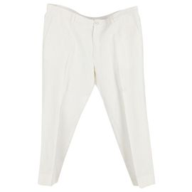 Calça Dolce & Gabbana Slim em Linho Branco Branco