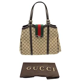 Gucci-Gucci GG New Ladies Web Tote en toile beige-Beige