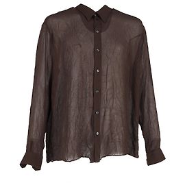 Dolce & Gabbana Camicia Trasparente con Bottoni in Cotone Marrone Marrone