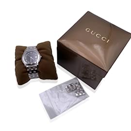 Gucci-Argent Acier Inoxydable Mod 5500 Montre-bracelet à quartz M noir-Argenté