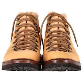 Manolo Blahnik-Manolo Blahnik Calaurio Lace-Up Boots in Beige Calf Hair Leather-Beige