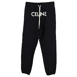 Céline-Celine Track Pants in Black Cotton-Black