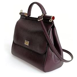 Dolce & Gabbana-Dolce & Gabbana Sicily Grande bag in burgundy dauphine leather-Purple