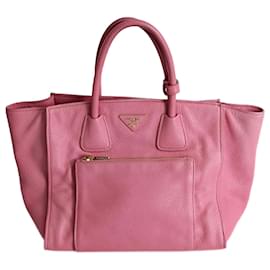 Prada-Bolsa modelo Prada Shopper em couro rosa-Rosa