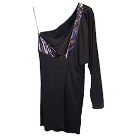 Gucci-Gucci One-Shoulder-Kleid aus schwarzer Viskose-Schwarz