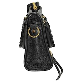 Balenciaga-Balenciaga Metallic Edge Nano City Bag in Black Leather-Black