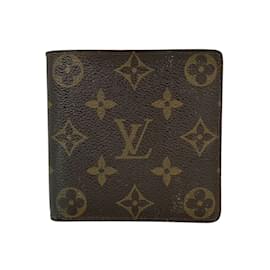 Louis Vuitton-Cartera Louis Vuitton Monogram Marco Portefeuille Cartera corta de lona M61675 en buenas condiciones-Castaño