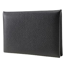Hermès-Epsom Calvi Duo Card Case-Black