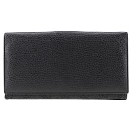 Gucci-Gucci Leather Snap Bifold Wallet Leather Long Wallet 143391 in Good condition-Black