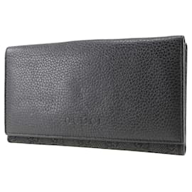 Gucci-Bifold-Geldbörse aus Leder mit Druckknopfverschluss 143391-Schwarz