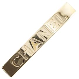 Chanel-Barette de cabelo Valleta com logotipo-Dourado