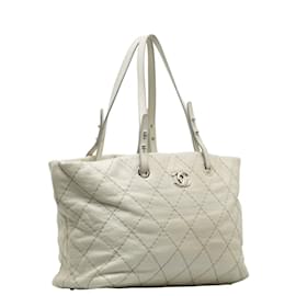 Chanel-CC Quilted Leather On The Road Tote Bag-Grey