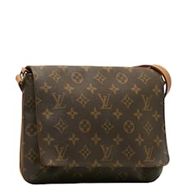 Louis Vuitton-Louis Vuitton Monogram Musette Tango Umhängetasche aus Canvas mit kurzem Riemen M51257 in guter Kondition-Braun