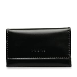 Prada-leather 6 key holder 1M0222-Black
