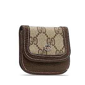 Gucci-Gucci GG Supreme Coin Purse Canvas Coin Case em bom estado-Marrom