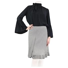 Fendi-Black silk neck-tie blouse - size UK 8-Black