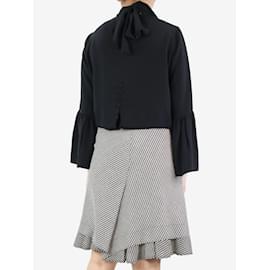 Fendi-Black silk neck-tie blouse - size UK 8-Black