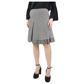 Junya Watanabe Black houndstooth knee-length skirt - size UK 8 Black