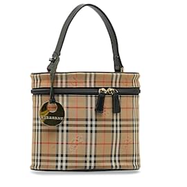 Burberry-Burberry Brown Haymarket Check Vanity Sac-Marron,Beige