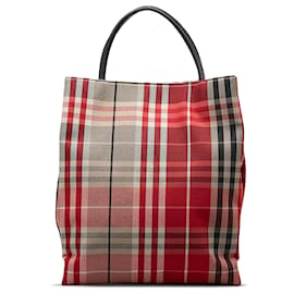 Burberry-Burberry Red House Check Tote Bag-Red