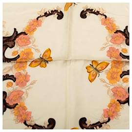 Dior-Floral Pattern Silk Scarf-Brown