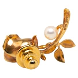 Mikimoto-Rose Pearl Brooch-Golden