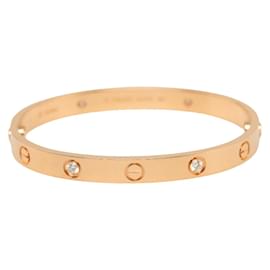 Cartier-Cartier 18k Gold 4P Diamond Love Bangle Metal Bracelet in Excellent condition-Golden