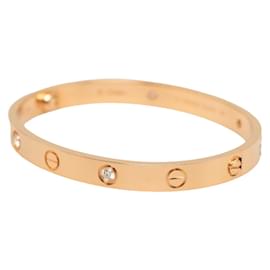 Cartier-Cartier 18k Gold 4P Diamond Love Bangle Metal Bracelet in Excellent condition-Golden