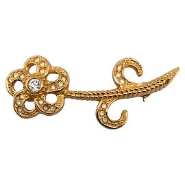 Spilla Fiore in Strass Dior Placcata Oro D'oro