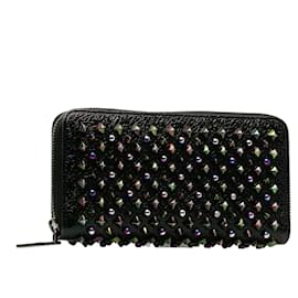 Christian Louboutin-Christian Louboutin Leather Panettone Zip Around Wallet Leather Long Wallet 3165035 in Good condition-Black