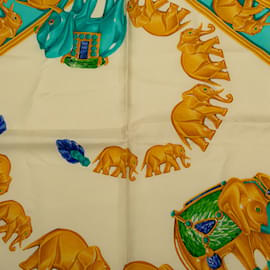 Cartier-Sciarpa di seta dell'elefante Maharaja-Marrone
