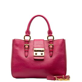 Miu Miu-Madras Leather Handbag-Pink