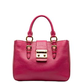 Miu Miu-Madras Leather Handbag-Pink