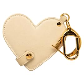 Dior-Ciondolo per borsa con specchio a forma di cuore in pelle-Bianco