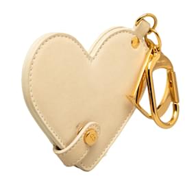 Dior-Leather Heart Mirror Bag Charm-White