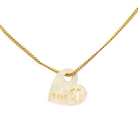 Dior-Dior Shell Heart Pendant Necklace Metal Necklace in Good condition-Golden