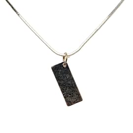 Dior-Dior Oblique Monogram Silver Pendant Necklace Metal Necklace in Good condition-Silvery