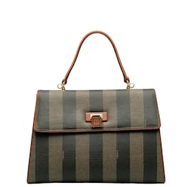 Fendi-Sac à main Fendi Pequin 2-en-1 en cuir PVC en très bon état-Marron